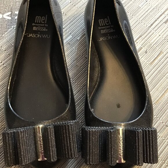 Melissa and Jason Wu Space Love Black Glitter Jelly Ballet Flats--New, Size 1